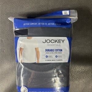 3-Pack JOCKEY ESSENTIALS Men Size XXL Crew Neck T-Shirts Durable Cotton • Black